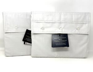 Ralph Lauren Organic Cotton Percale Full Flat Fitted Pebble Sheet Set NWT 2 Pcs